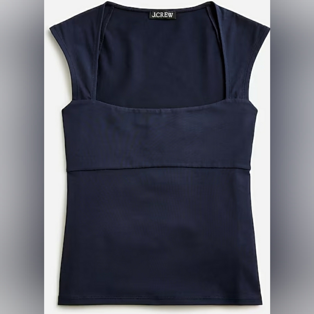 J. Crew Squareneck cap-sleeve top in stretch cotton blend SIZE SMALL